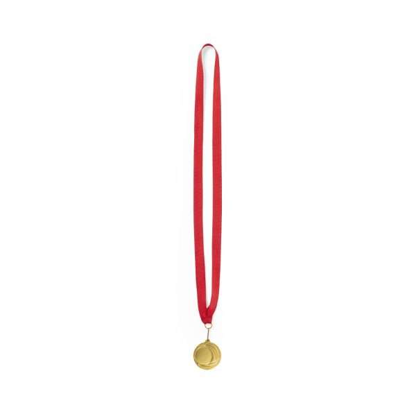medalla metalica con cinta roja