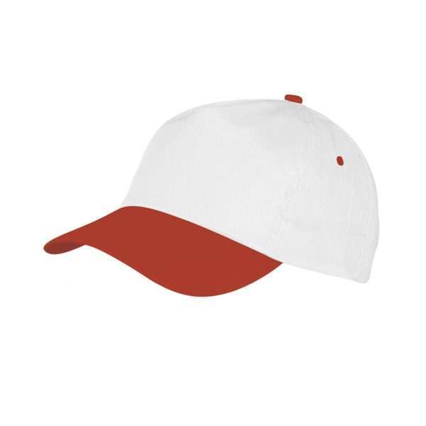 gorra algodón dybi8072 blanco y rojo